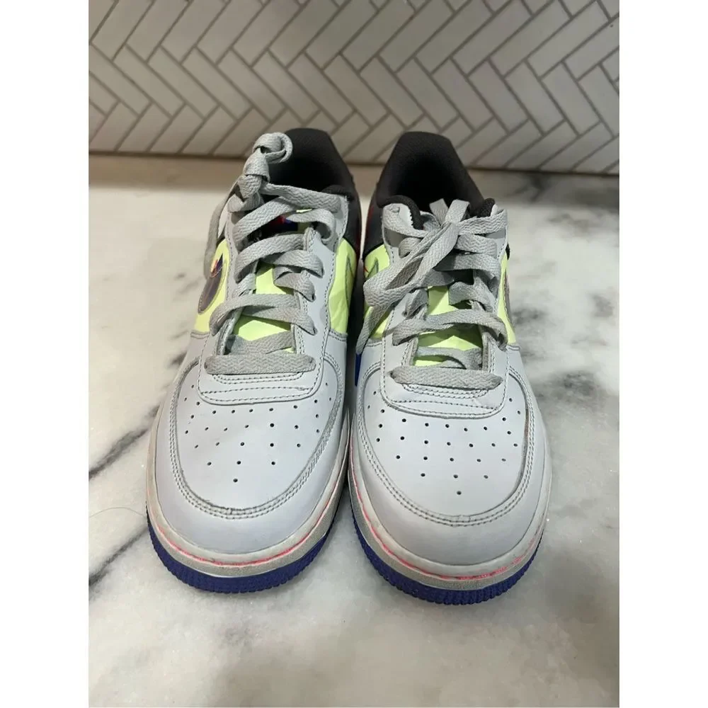 Nike Boys Air Force 1 CT1628-001 Grey Mint Blue Running Shoes Lace Up Size 6.5Y